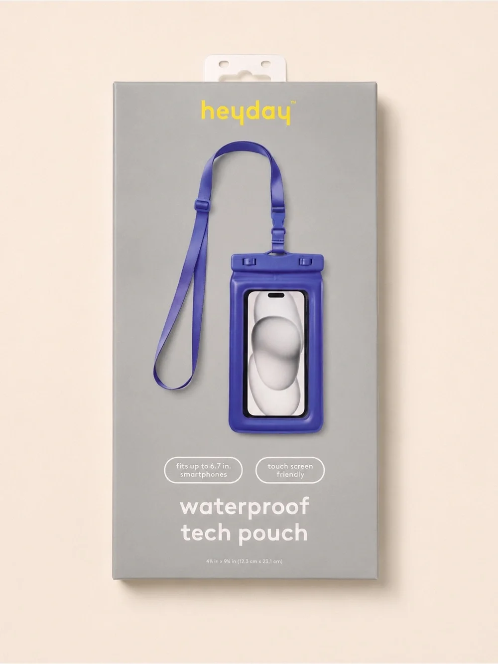 heyday Waterproof Tech Phone Pouch Blue Lanyard Fits Up to 6.7”
